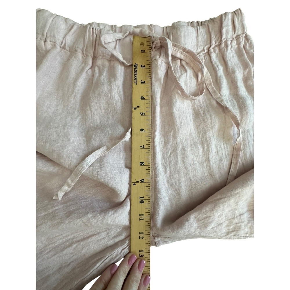 Meo Meli Women's 100% Italian Linen Wide Leg Pants S Pink Elastic Waist #EF8-8 - Picture 6 of 8